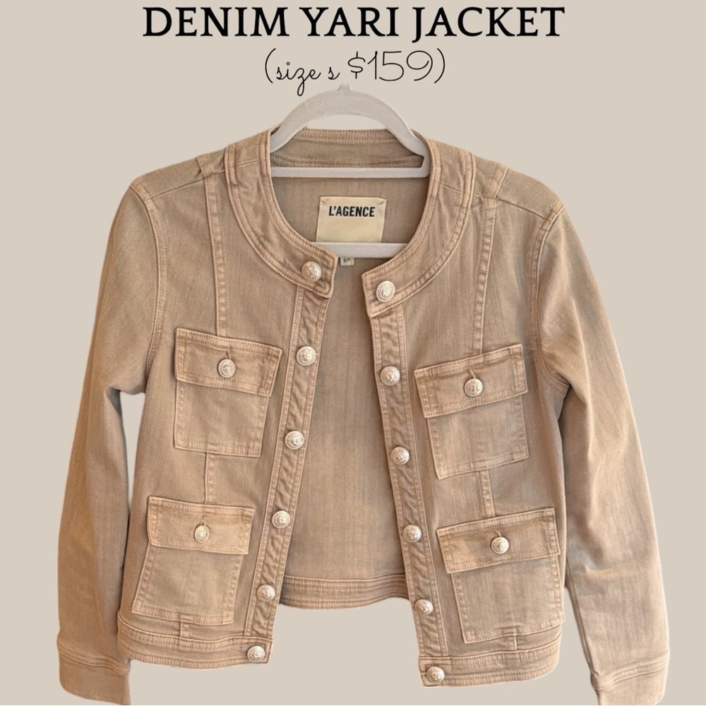 L'AGENCE Beige Denim Yari Jacket